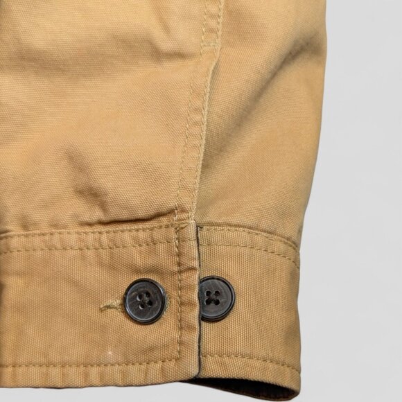 Lands End Chore Jacket Field Barn Coat Corduroy Trim Plaid Lined Tan Men Sz L T - Picture 4 of 13